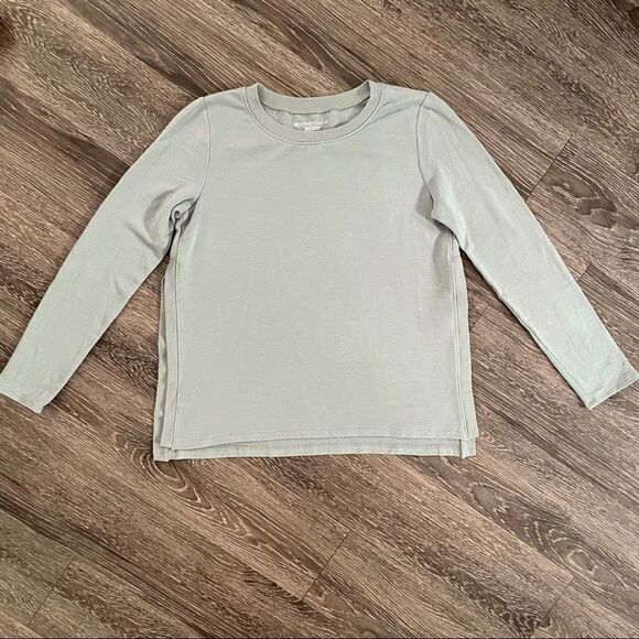 Beyond Yoga Side Slit Cozy Pullover Sweatshirt Sage Green - Picture 1 of 8